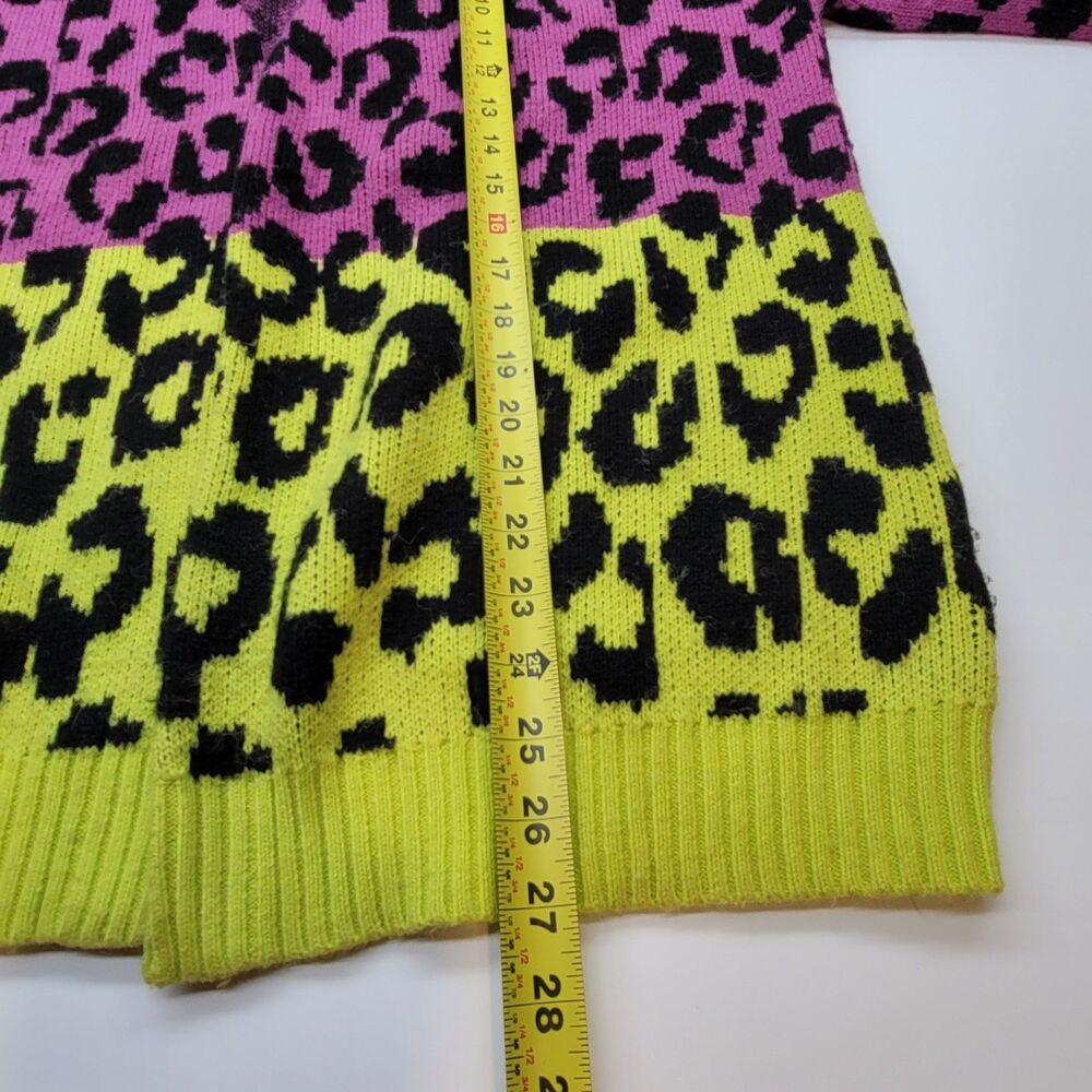 FARM Rio Mixed Leopards Cardigan XS Orange Purple Green Ombre Knit Open Front - Picture 13 of 15